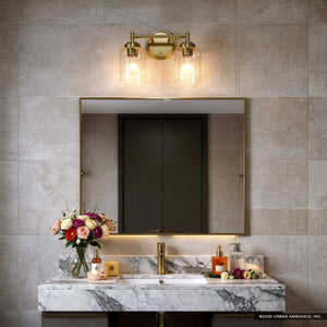 Urban Ambiance - Bath Light - UKC20501 Industrial Indoor Bath Light, 9.25''H x 13''W x 6.5''Dep, Natural Brass Finish, Ravencourt Collection - 