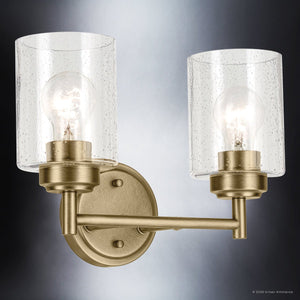 Urban Ambiance - Bath Light - UKC20501 Industrial Indoor Bath Light, 9.25''H x 13''W x 6.5''Dep, Natural Brass Finish, Ravencourt Collection - 