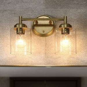 Urban Ambiance - Bath Light - UKC20501 Industrial Indoor Bath Light, 9.25''H x 13''W x 6.5''Dep, Natural Brass Finish, Ravencourt Collection - 