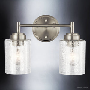 Urban Ambiance - Bath Light - UKC20502 Industrial Indoor Bath Light, 9.25''H x 13''W x 6.5''Dep, Brushed Nickel Finish, Ravencourt Collection - 
