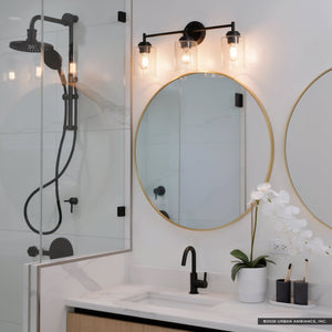 Urban Ambiance - Bath Light - UKC20504 Industrial Indoor Bath Light, 9.25''H x 21.5''W x 6.5''Dep, Black Finish, Ravencourt Collection - 