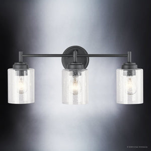 Urban Ambiance - Bath Light - UKC20504 Industrial Indoor Bath Light, 9.25''H x 21.5''W x 6.5''Dep, Black Finish, Ravencourt Collection - 