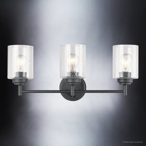 Urban Ambiance - Bath Light - UKC20504 Industrial Indoor Bath Light, 9.25''H x 21.5''W x 6.5''Dep, Black Finish, Ravencourt Collection - 