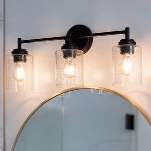 Urban Ambiance - Bath Light - UKC20504 Industrial Indoor Bath Light, 9.25''H x 21.5''W x 6.5''Dep, Black Finish, Ravencourt Collection - 
