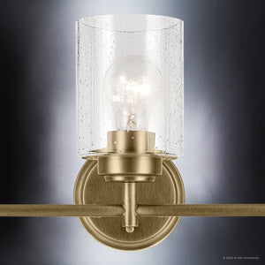 Urban Ambiance - Bath Light - UKC20505 Industrial Indoor Bath Light, 9.25''H x 21.5''W x 6.5''Dep, Natural Brass Finish, Ravencourt Collection - 
