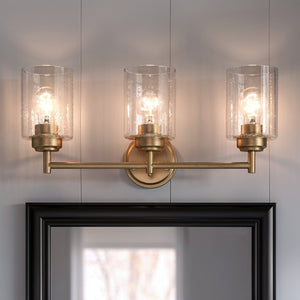 Urban Ambiance - Bath Light - UKC20505 Industrial Indoor Bath Light, 9.25''H x 21.5''W x 6.5''Dep, Natural Brass Finish, Ravencourt Collection - 