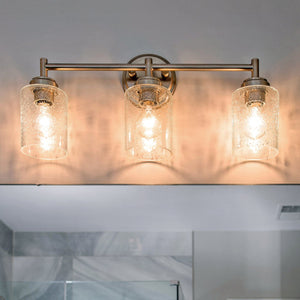 Urban Ambiance - Bath Light - UKC20506 Industrial Indoor Bath Light, 9.25''H x 21.5''W x 6.5''Dep, Brushed Nickel Finish, Ravencourt Collection - 