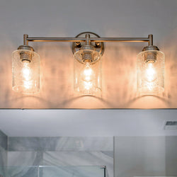 Urban Ambiance - Bath Light - UKC20506 Industrial Indoor Bath Light, 9.25''H x 21.5''W x 6.5''Dep, Brushed Nickel Finish, Ravencourt Collection - 