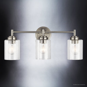Urban Ambiance - Bath Light - UKC20506 Industrial Indoor Bath Light, 9.25''H x 21.5''W x 6.5''Dep, Brushed Nickel Finish, Ravencourt Collection - 