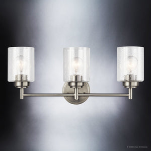 Urban Ambiance - Bath Light - UKC20506 Industrial Indoor Bath Light, 9.25''H x 21.5''W x 6.5''Dep, Brushed Nickel Finish, Ravencourt Collection - 