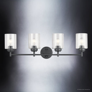 Urban Ambiance - Bath Light - UKC20508 Industrial Indoor Bath Light, 9.25''H x 30''W x 6.5''Dep, Black Finish, Ravencourt Collection - 