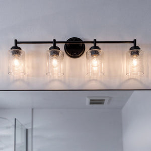 Urban Ambiance - Bath Light - UKC20508 Industrial Indoor Bath Light, 9.25''H x 30''W x 6.5''Dep, Black Finish, Ravencourt Collection - 