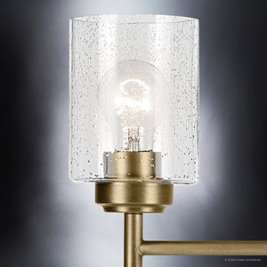 Urban Ambiance - Bath Light - UKC20509 Industrial Indoor Bath Light, 9.25''H x 30''W x 6.5''Dep, Natural Brass Finish, Ravencourt Collection - 