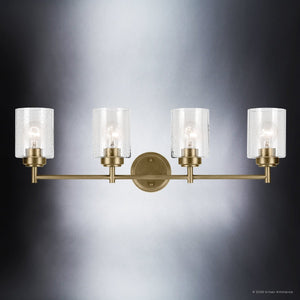 Urban Ambiance - Bath Light - UKC20509 Industrial Indoor Bath Light, 9.25''H x 30''W x 6.5''Dep, Natural Brass Finish, Ravencourt Collection - 