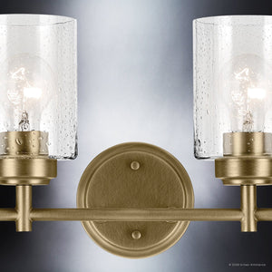 Urban Ambiance - Bath Light - UKC20509 Industrial Indoor Bath Light, 9.25''H x 30''W x 6.5''Dep, Natural Brass Finish, Ravencourt Collection - 