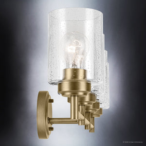 Urban Ambiance - Bath Light - UKC20509 Industrial Indoor Bath Light, 9.25''H x 30''W x 6.5''Dep, Natural Brass Finish, Ravencourt Collection - 