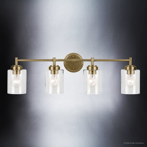 Urban Ambiance - Bath Light - UKC20509 Industrial Indoor Bath Light, 9.25''H x 30''W x 6.5''Dep, Natural Brass Finish, Ravencourt Collection - 