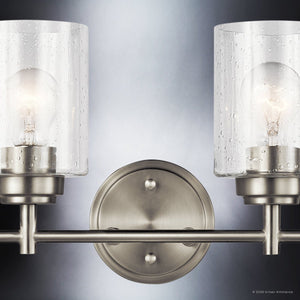 Urban Ambiance - Bath Light - UKC20510 Industrial Indoor Bath Light, 9.25''H x 30''W x 6.5''Dep, Brushed Nickel Finish, Ravencourt Collection - 
