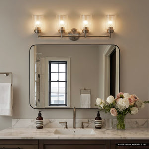 Urban Ambiance - Bath Light - UKC20510 Industrial Indoor Bath Light, 9.25''H x 30''W x 6.5''Dep, Brushed Nickel Finish, Ravencourt Collection - 