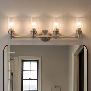 Urban Ambiance - Bath Light - UKC20510 Industrial Indoor Bath Light, 9.25''H x 30''W x 6.5''Dep, Brushed Nickel Finish, Ravencourt Collection - 