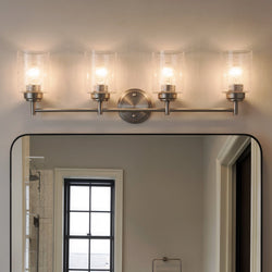 Urban Ambiance - Bath Light - UKC20510 Industrial Indoor Bath Light, 9.25''H x 30''W x 6.5''Dep, Brushed Nickel Finish, Ravencourt Collection - 