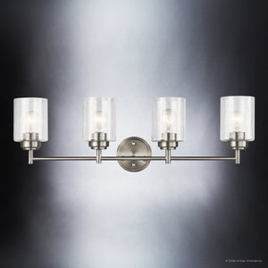 Urban Ambiance - Bath Light - UKC20510 Industrial Indoor Bath Light, 9.25''H x 30''W x 6.5''Dep, Brushed Nickel Finish, Ravencourt Collection - 