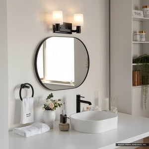Urban Ambiance - Bath Light - UKC20524 Contemporary Indoor Bath Light, 8.25''H x 14.5''W x 6.5''Dep, Black Finish, Northwick Collection -