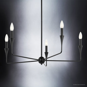 Urban Ambiance - Chandelier - UKC20540 Luxe Industrial Indoor Chandelier, 19.25''H x 30.25''W x 30.25''Dep, Black Finish, Penhurst Collection -