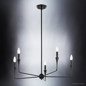 Urban Ambiance - Chandelier - UKC20540 Luxe Industrial Indoor Chandelier, 19.25''H x 30.25''W x 30.25''Dep, Black Finish, Penhurst Collection -