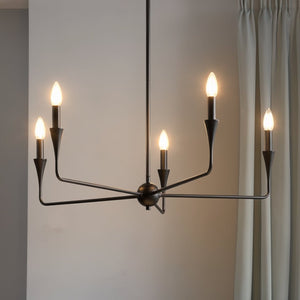 Urban Ambiance - Chandelier - UKC20540 Luxe Industrial Indoor Chandelier, 19.25''H x 30.25''W x 30.25''Dep, Black Finish, Penhurst Collection -