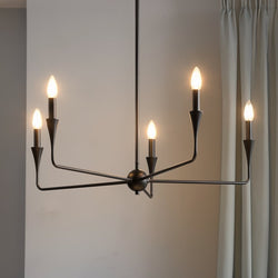 Urban Ambiance - Chandelier - UKC20540 Luxe Industrial Indoor Chandelier, 19.25''H x 30.25''W x 30.25''Dep, Black Finish, Penhurst Collection -