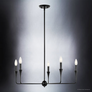 Urban Ambiance - Chandelier - UKC20540 Luxe Industrial Indoor Chandelier, 19.25''H x 30.25''W x 30.25''Dep, Black Finish, Penhurst Collection -