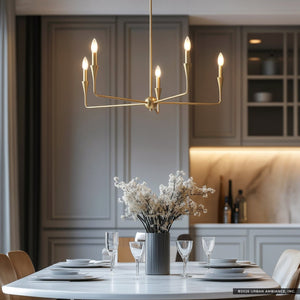 Urban Ambiance - Chandelier - UKC20541 Luxe Industrial Indoor Chandelier, 19.25''H x 30.25''W x 30.25''Dep, Champagne Bronze Finish, Penhurst Collection -