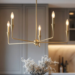 Urban Ambiance - Chandelier - UKC20541 Luxe Industrial Indoor Chandelier, 19.25''H x 30.25''W x 30.25''Dep, Champagne Bronze Finish, Penhurst Collection -