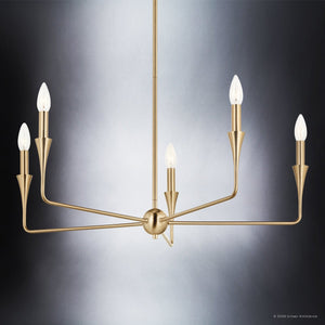 Urban Ambiance - Chandelier - UKC20541 Luxe Industrial Indoor Chandelier, 19.25''H x 30.25''W x 30.25''Dep, Champagne Bronze Finish, Penhurst Collection -