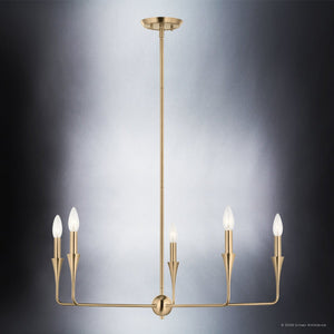 Urban Ambiance - Chandelier - UKC20541 Luxe Industrial Indoor Chandelier, 19.25''H x 30.25''W x 30.25''Dep, Champagne Bronze Finish, Penhurst Collection -