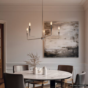Urban Ambiance - Chandelier - UKC20542 Luxe Industrial Indoor Chandelier, 19.25''H x 30.25''W x 30.25''Dep, Polished Nickel Finish, Penhurst Collection -
