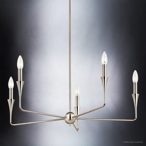 Urban Ambiance - Chandelier - UKC20542 Luxe Industrial Indoor Chandelier, 19.25''H x 30.25''W x 30.25''Dep, Polished Nickel Finish, Penhurst Collection -
