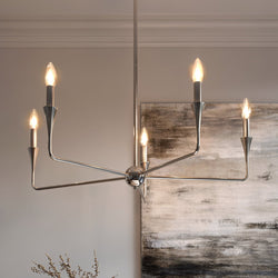 Urban Ambiance - Chandelier - UKC20542 Luxe Industrial Indoor Chandelier, 19.25''H x 30.25''W x 30.25''Dep, Polished Nickel Finish, Penhurst Collection -
