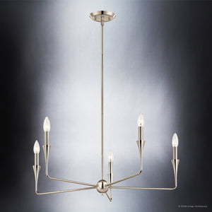 Urban Ambiance - Chandelier - UKC20542 Luxe Industrial Indoor Chandelier, 19.25''H x 30.25''W x 30.25''Dep, Polished Nickel Finish, Penhurst Collection -
