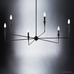 Urban Ambiance - Chandelier - UKC20543 Luxe Industrial Indoor Chandelier, 19.25''H x 40.25''W x 40.25''Dep, Black Finish, Penhurst Collection -