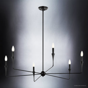Urban Ambiance - Chandelier - UKC20543 Luxe Industrial Indoor Chandelier, 19.25''H x 40.25''W x 40.25''Dep, Black Finish, Penhurst Collection -