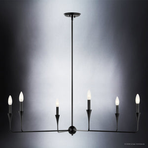 Urban Ambiance - Chandelier - UKC20543 Luxe Industrial Indoor Chandelier, 19.25''H x 40.25''W x 40.25''Dep, Black Finish, Penhurst Collection -
