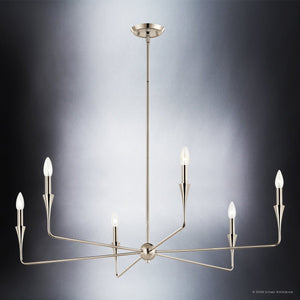Urban Ambiance - Chandelier - UKC20545 Luxe Industrial Indoor Chandelier, 19.25''H x 40.25''W x 40.25''Dep, Polished Nickel Finish, Penhurst Collection -