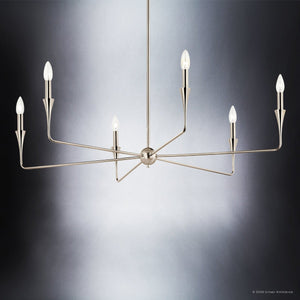 Urban Ambiance - Chandelier - UKC20545 Luxe Industrial Indoor Chandelier, 19.25''H x 40.25''W x 40.25''Dep, Polished Nickel Finish, Penhurst Collection -