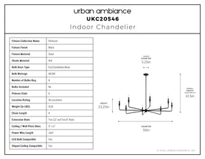 Urban Ambiance - Chandelier - UKC20546 Luxe Industrial Indoor Chandelier, 23.25''H x 50''W x 50''Dep, Black Finish, Penhurst Collection -