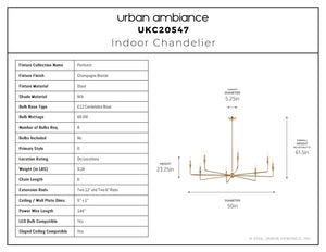 Urban Ambiance - Chandelier - UKC20547 Luxe Industrial Indoor Chandelier, 23.25''H x 50''W x 50''Dep, Champagne Bronze Finish, Penhurst Collection -