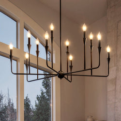 Urban Ambiance - Chandelier - UKC20549 Luxe Industrial Indoor Chandelier, 20''H x 39.75''W x 39.75''Dep, Black Finish, Penhurst Collection -