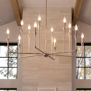 Urban Ambiance - Chandelier - UKC20551 Luxe Industrial Indoor Chandelier, 20''H x 39.75''W x 39.75''Dep, Polished Nickel Finish, Penhurst Collection -