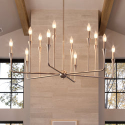Urban Ambiance - Chandelier - UKC20551 Luxe Industrial Indoor Chandelier, 20''H x 39.75''W x 39.75''Dep, Polished Nickel Finish, Penhurst Collection -